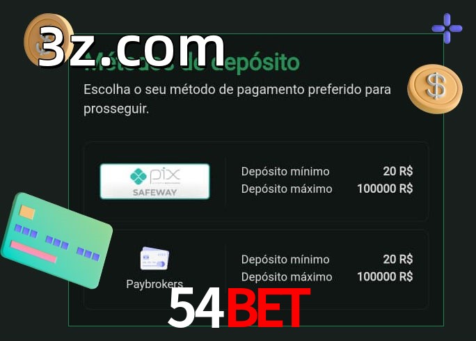 O cassino 54BETbet oferece uma grande variedade de métodos de pagamento